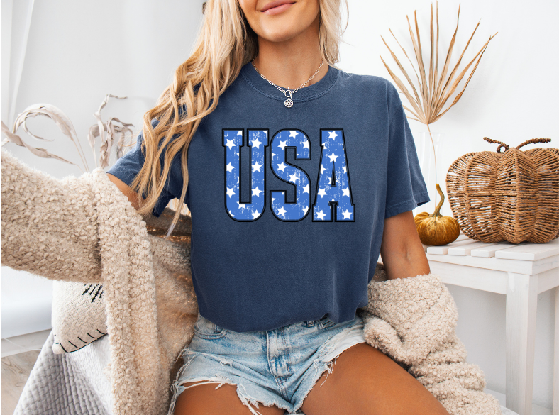 USA Distressed Stars Tee